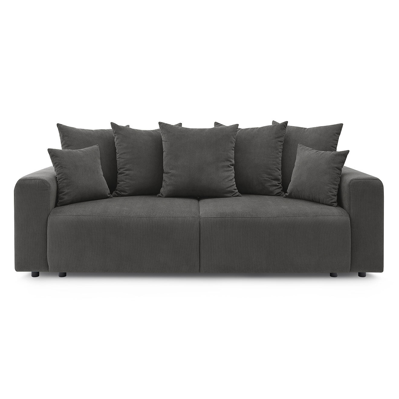 Bobochic Canapé droit fixe 3 places envy velours côtelé gris foncé - 240x100x95 cm