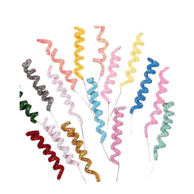 (4er Set) Kuchenstecker Glitzer Tortenstecker Party Deko Topper für Torten / Kuchen - Orange / Gelb / Rosa / Bunt