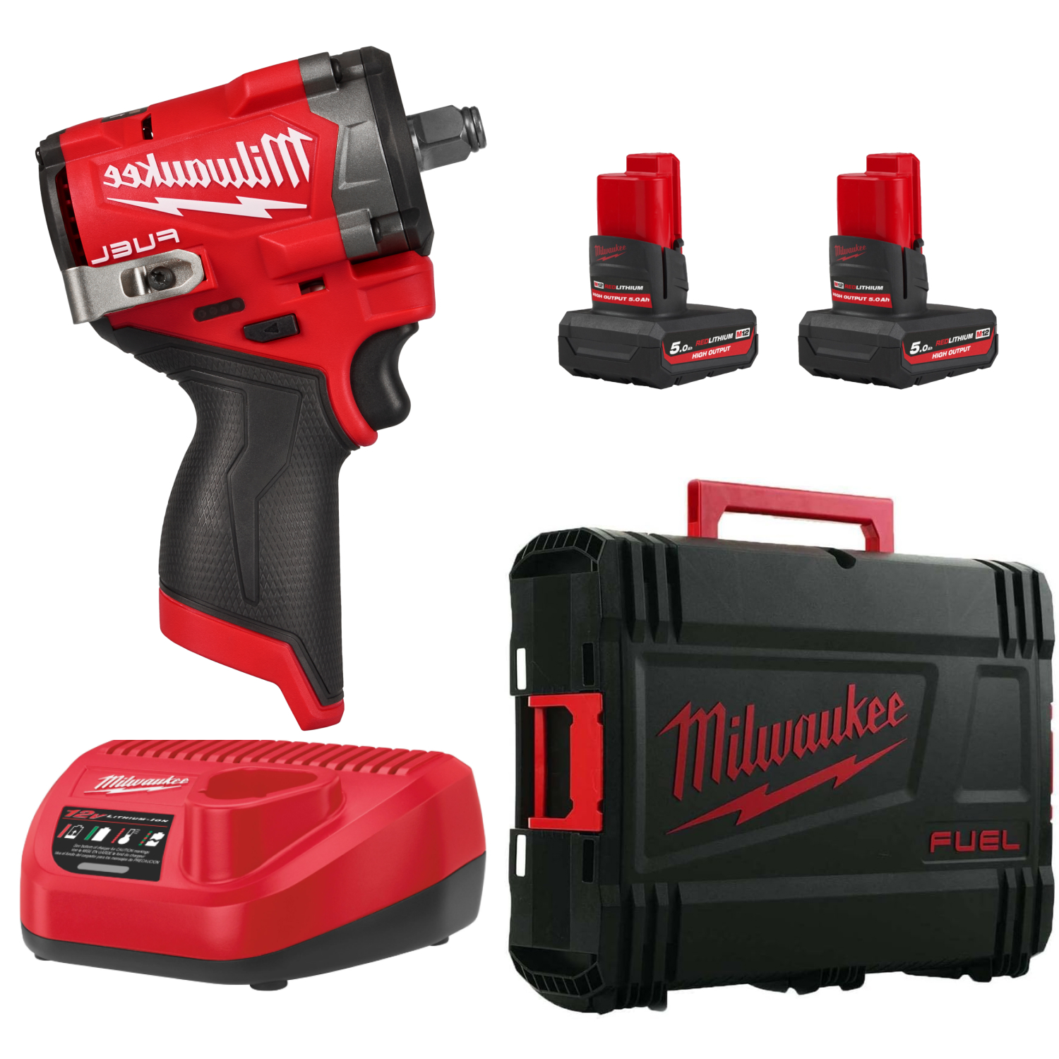 Milwaukee M12 FCIWF12G3-502X 12V Li-ion accu slagmoersleutel set (2x 5.0Ah accu) in HD Box - 745Nm - 1/2