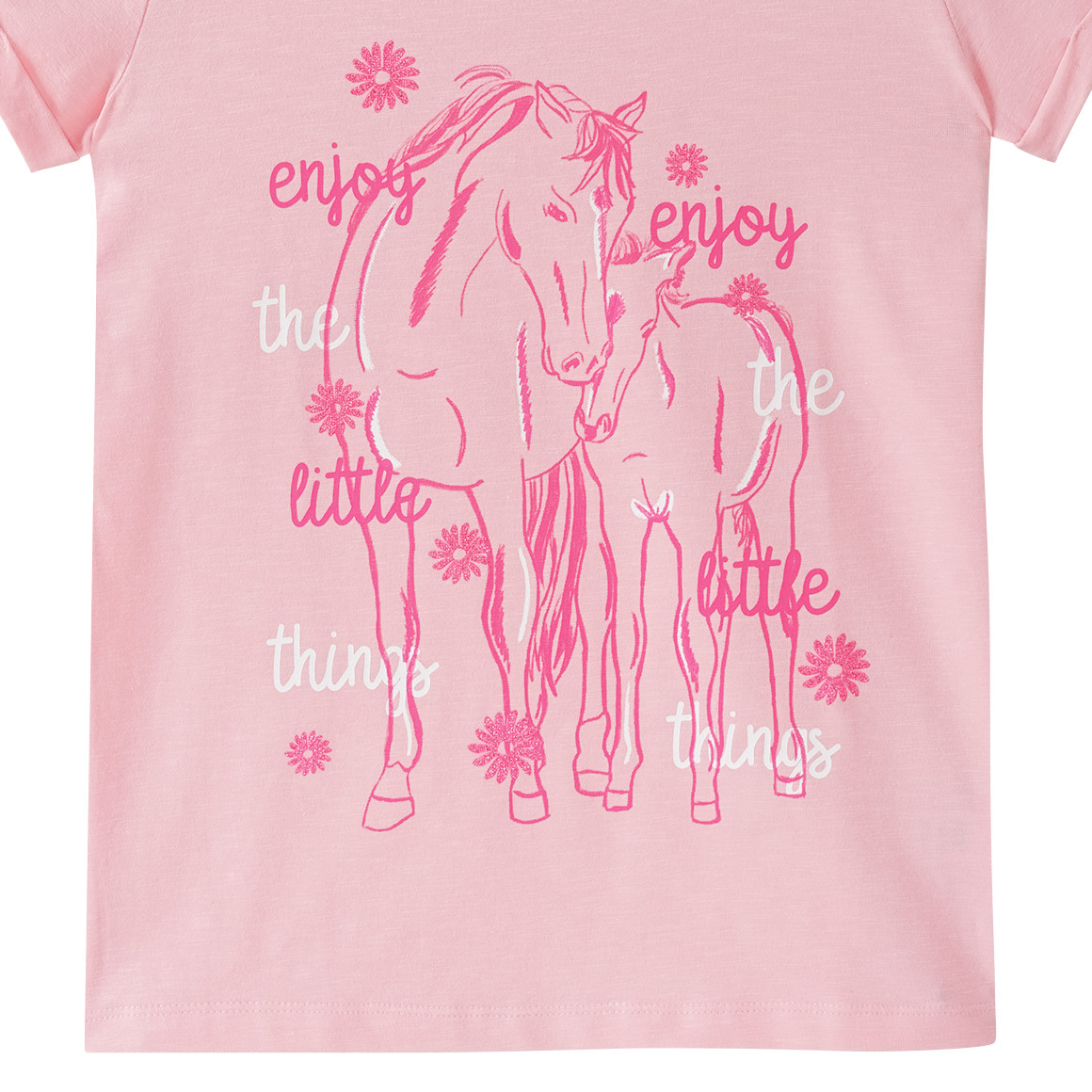 Yigga Mädchen T-Shirt mit Pferde-Print rosa