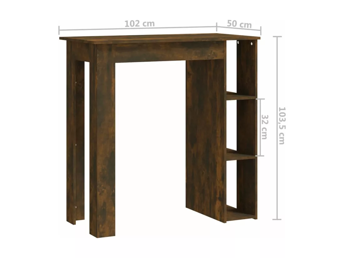 Table de bar avec étagère Chêne fumé 102x50x103,5 cm Aggloméré