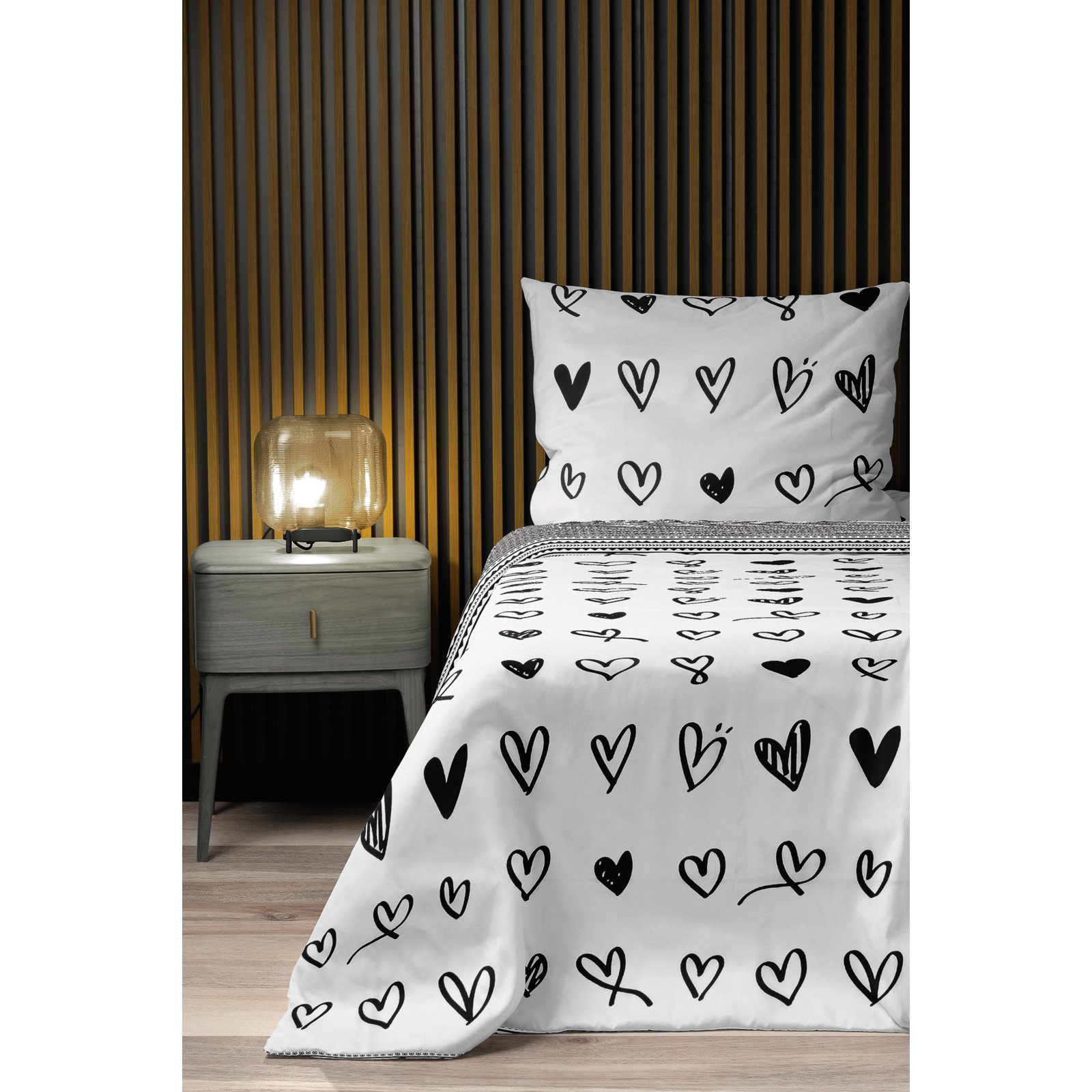 Bettwäsche Satin Herzen weiss