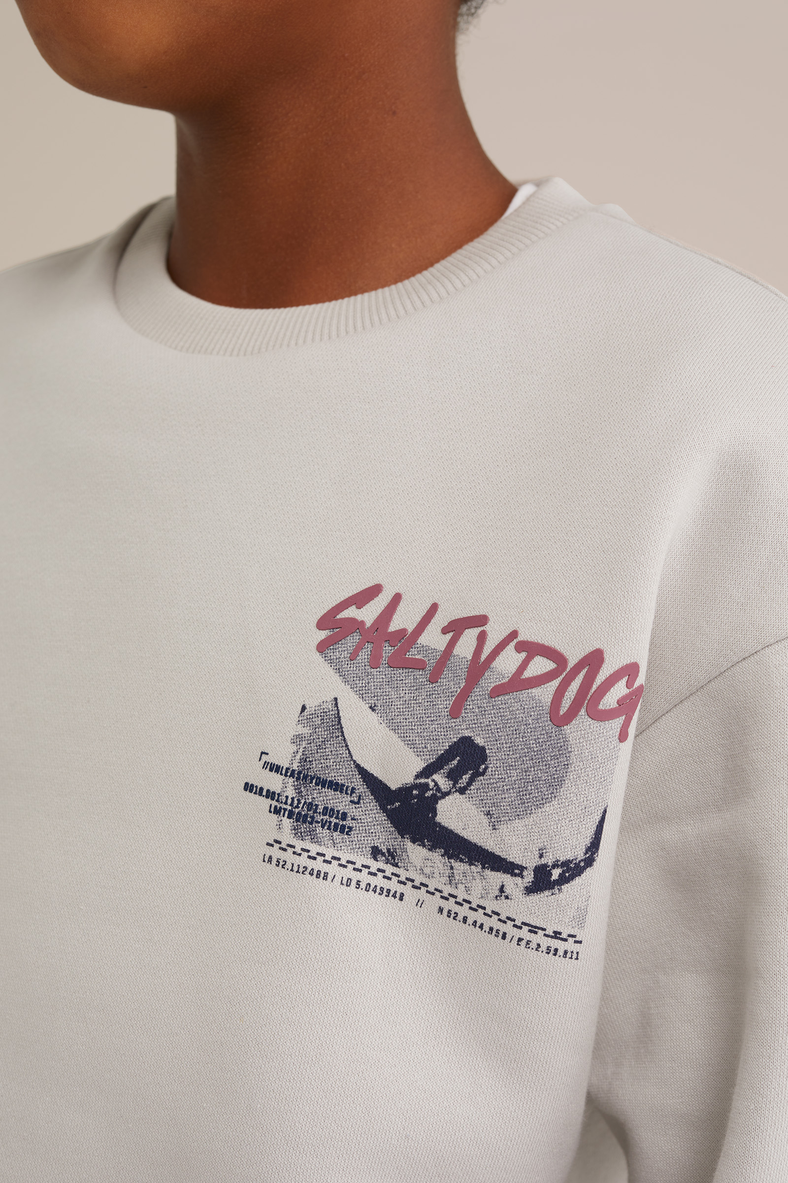 Jongens sweater met opdruk Salty Dog Beige