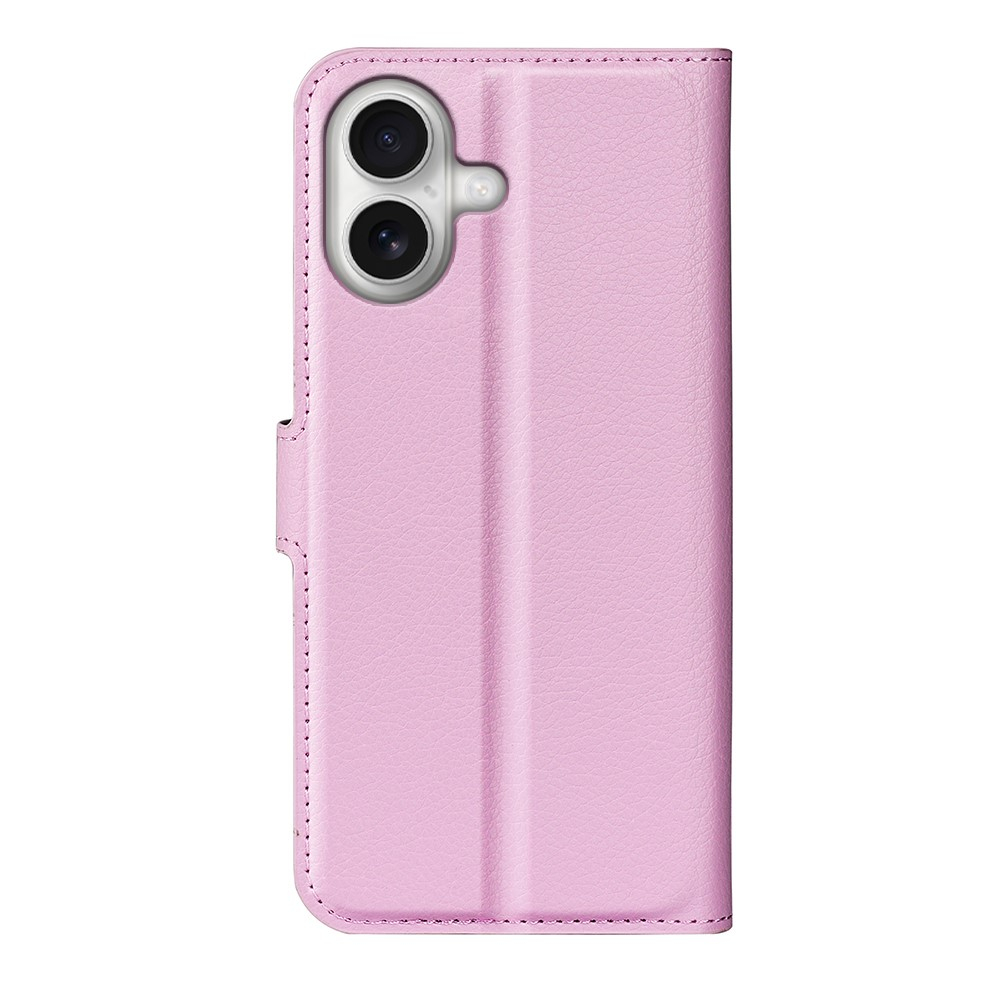 iPhone 17 Leder Tasche Flip Cover Litchi Look - Rosa