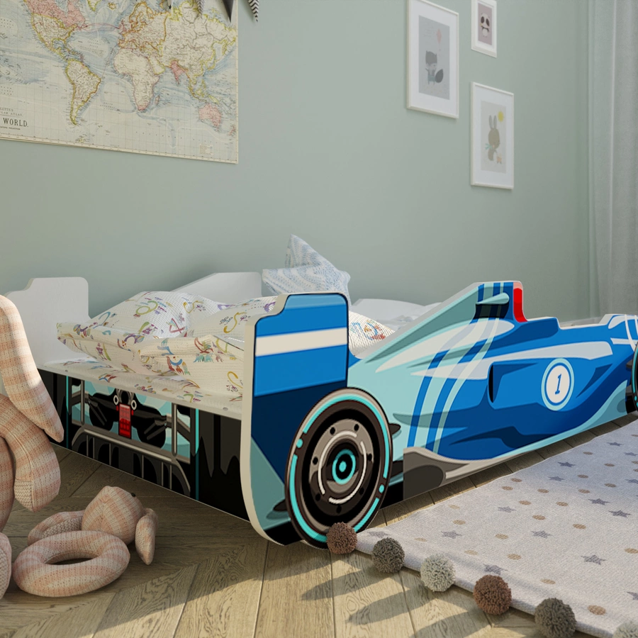 Kids Collective Autobett Kinderbett Jugendbett 80x160 mit Rausfallschutz | Spielbett blau