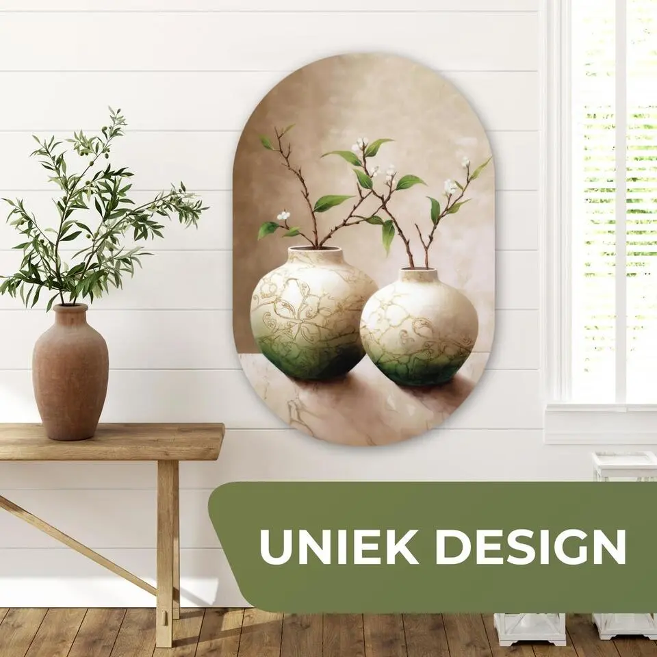 MuchoWow Wand decoratie 60x90cm Bloemen Vaas Wit Botanisch