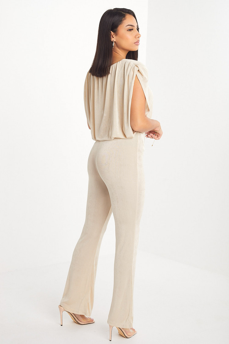 Ensemble 2 pièces top + pantalon beige