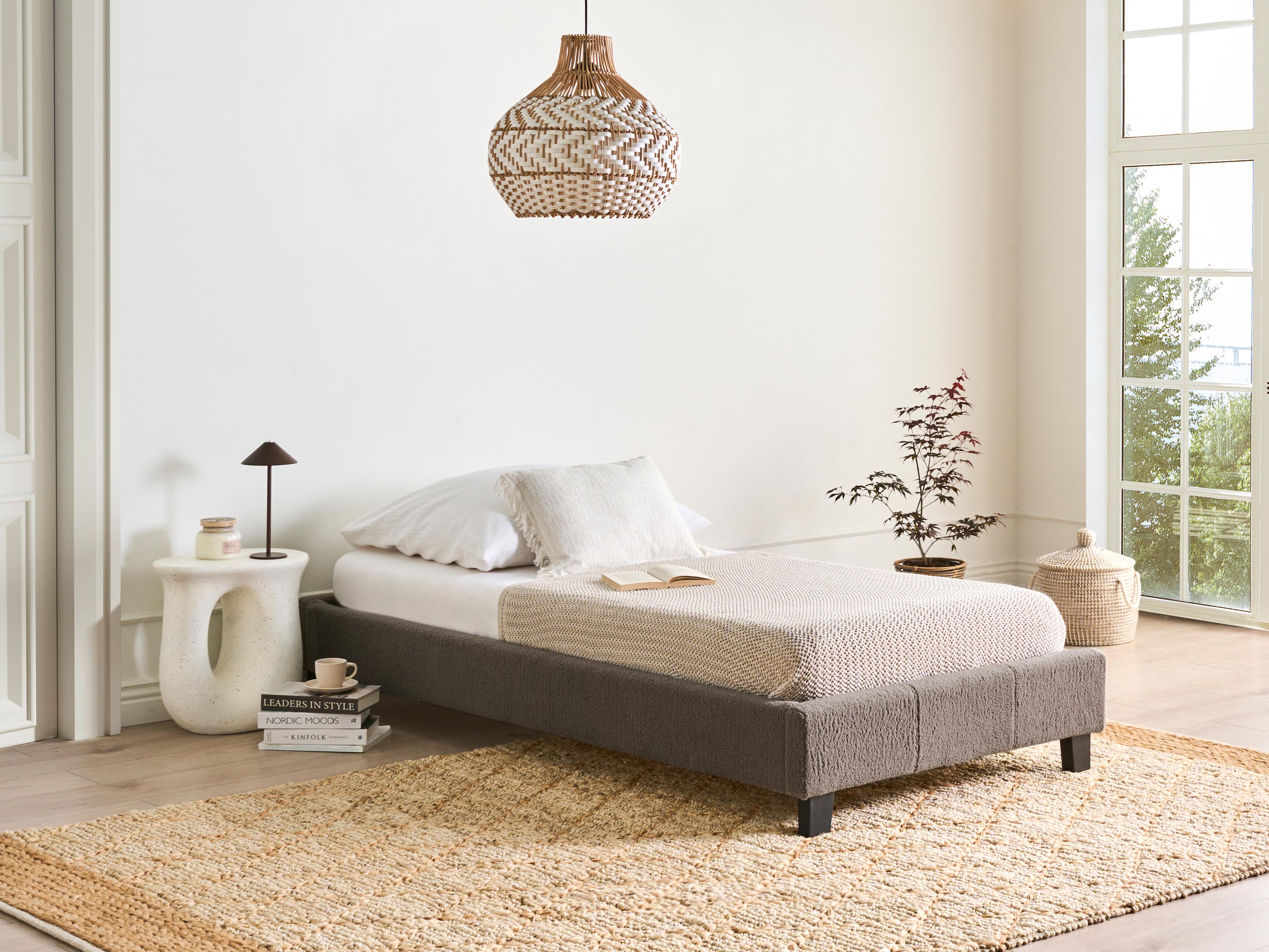 Bed zonder hoofdbord Bouclé ROANNE 90 x 200 cm Taupe