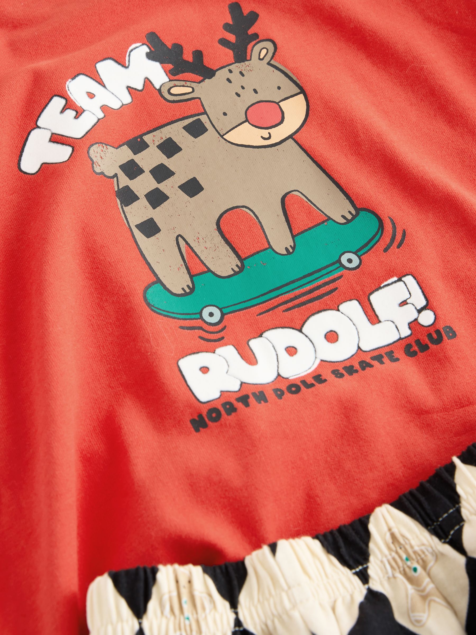Rood/groen Harlequin - Enkele kerstpyjama (9mnd-12jr)