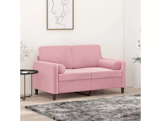 Canapé 2 places avec oreillers décoratifs rose 120 cm velours