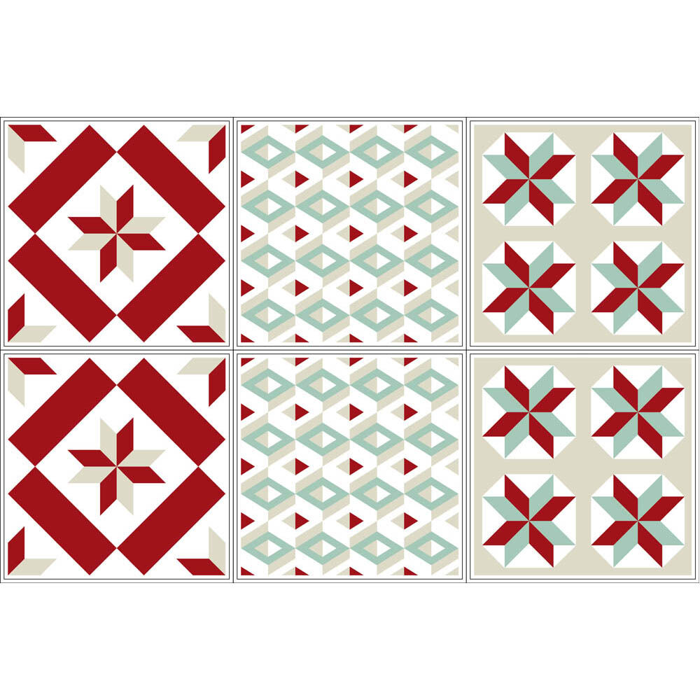 Sticker imitation carreau de ciment 15x15 cm rouge x6