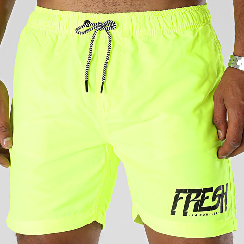 Short De Bain Logo Jaune Fluo