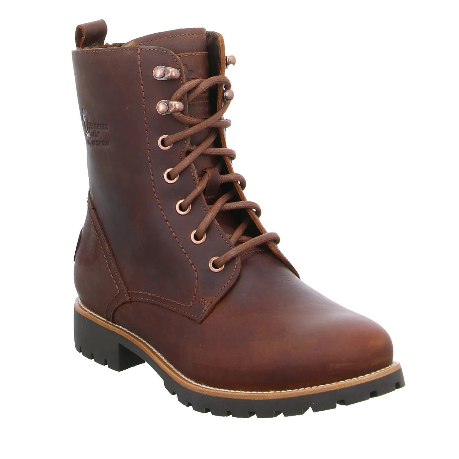 PANAMA JACK Boot Braun Leder  mit Lammfell - Innenfutter