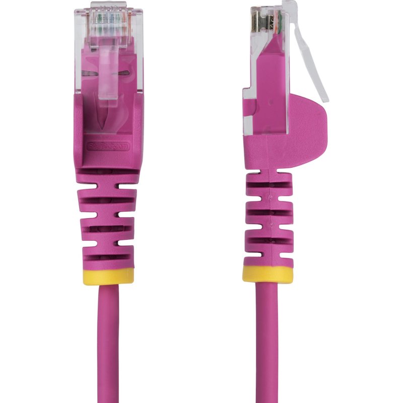 StarTech.com Câble Ethernet CAT6 Rose Fin de 2m, Sans Accroc, 100W PoE, UTP, LSZH, Fil de Cuivre Pur 28AWG, Cordon Patch Réseau RJ45 avec Serre-Câble, Contrôlé Fluke