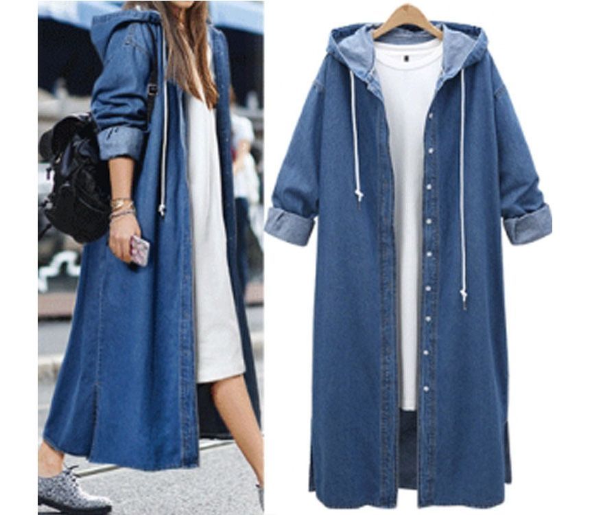 Rantucket Hi - Denim Maxi-jack met capuchon