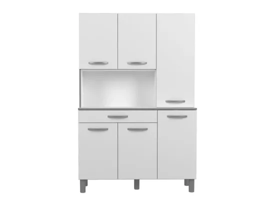 OSLO Buffet de 120 cm - 1 Tiroir et 6 Portes - L 120 x P 40 x H 185 cm - Coloris Blanc