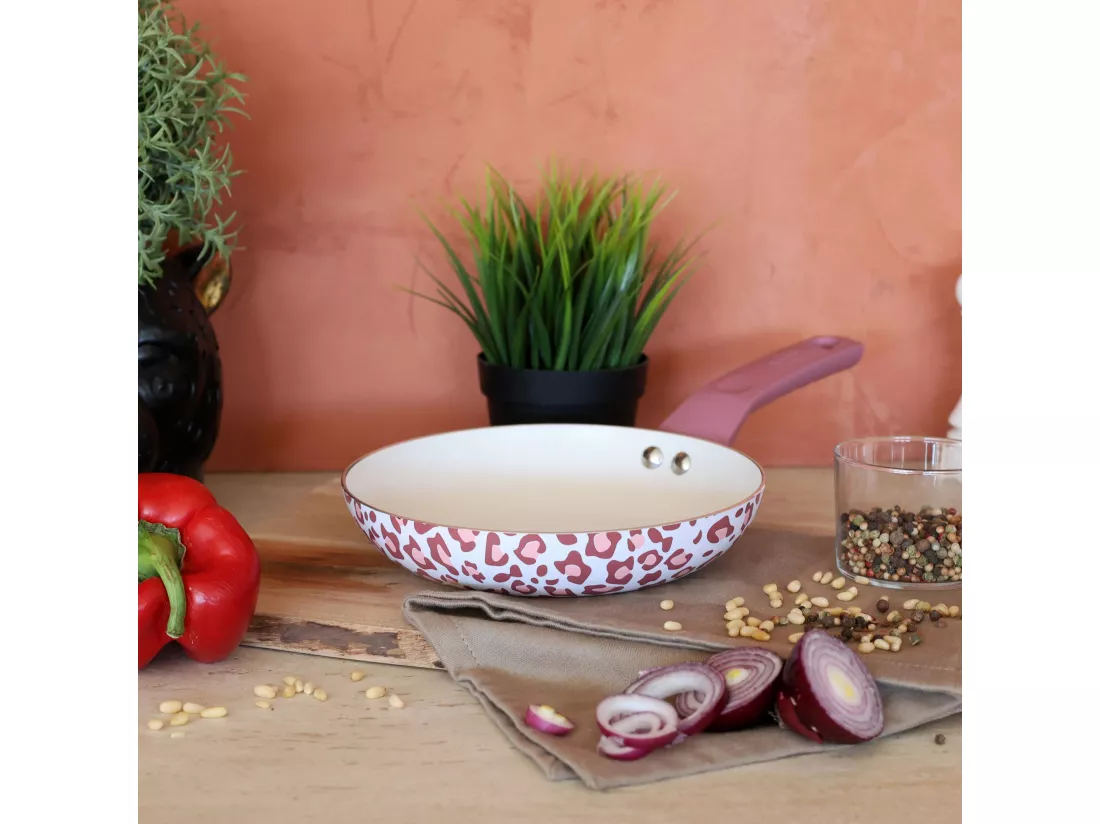 Menastyl - Poele Leopard 20cm En Aluminium Recycle Rose