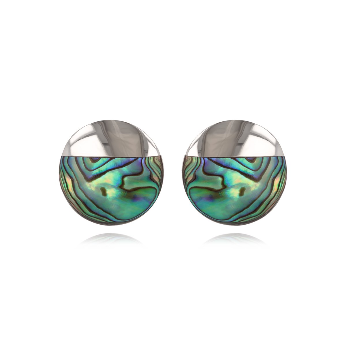 Boucles d'oreilles disque Nacre abalone argent 925 - Bijoux élégants et tendance | Aden