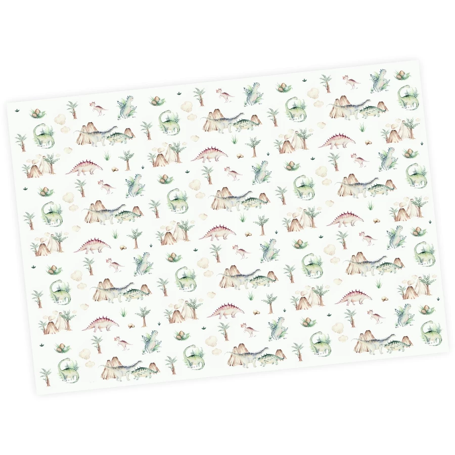 Nikima Geschenkpapier 5 Bögen Dinosaurier pastell  – 1,60€qm Größe: - 84,1 x 59,4 cm bunt