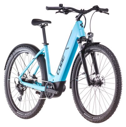 VTC Électrique Cube Nuride Hybrid Performance 500 Allroad Easy Entry Shimano Cues 9V 500 Wh 29'' Bleu Swimming Pool 2025