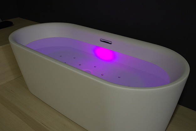 Riho Desire half vrijstaand bubbelbad sparkle mood links 170x77cm wit glans met LED-strip