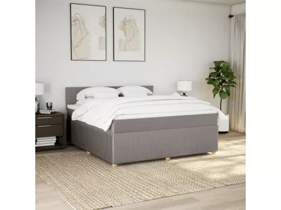 Sommier à lattes de lit avec matelas Taupe 180x200 cm Tissu