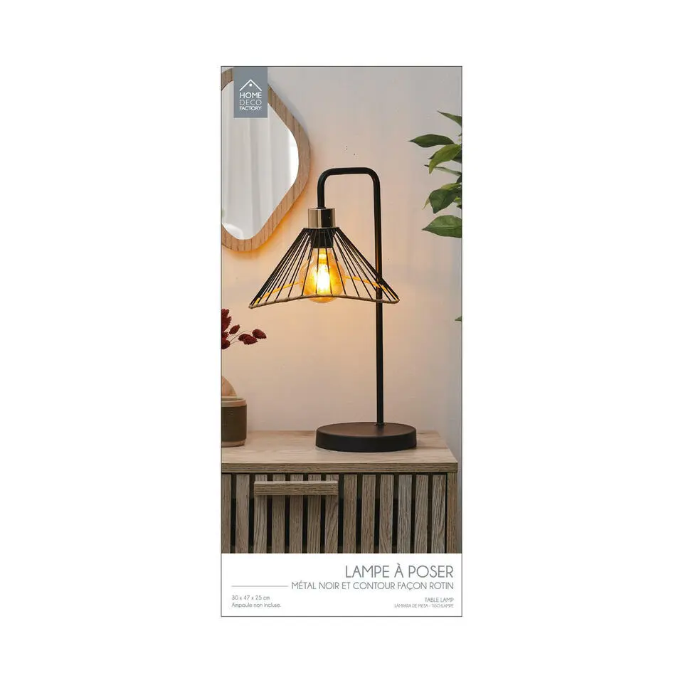 Home deco factory LED Tafellamp Loft - zwart - 30 x 47 x 25 cm