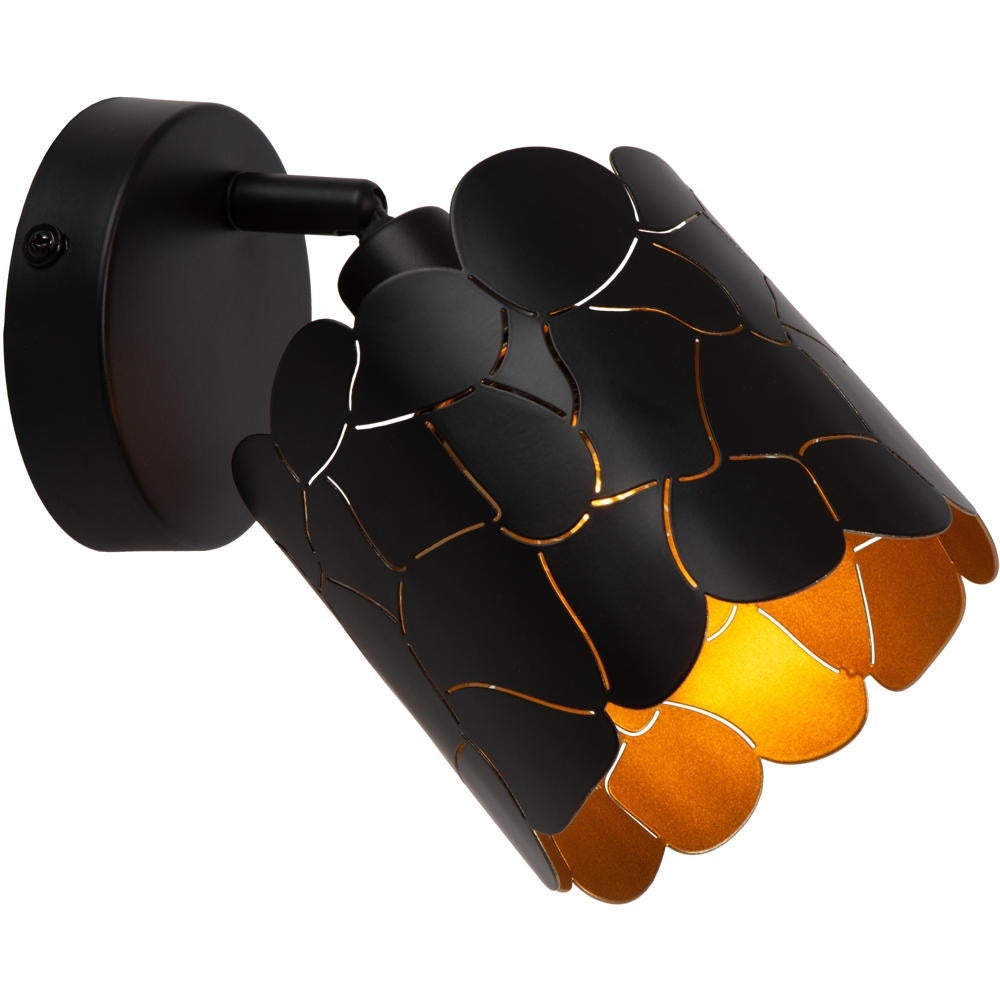 Wandlamp Almelo in mat zwart en mat goud E14