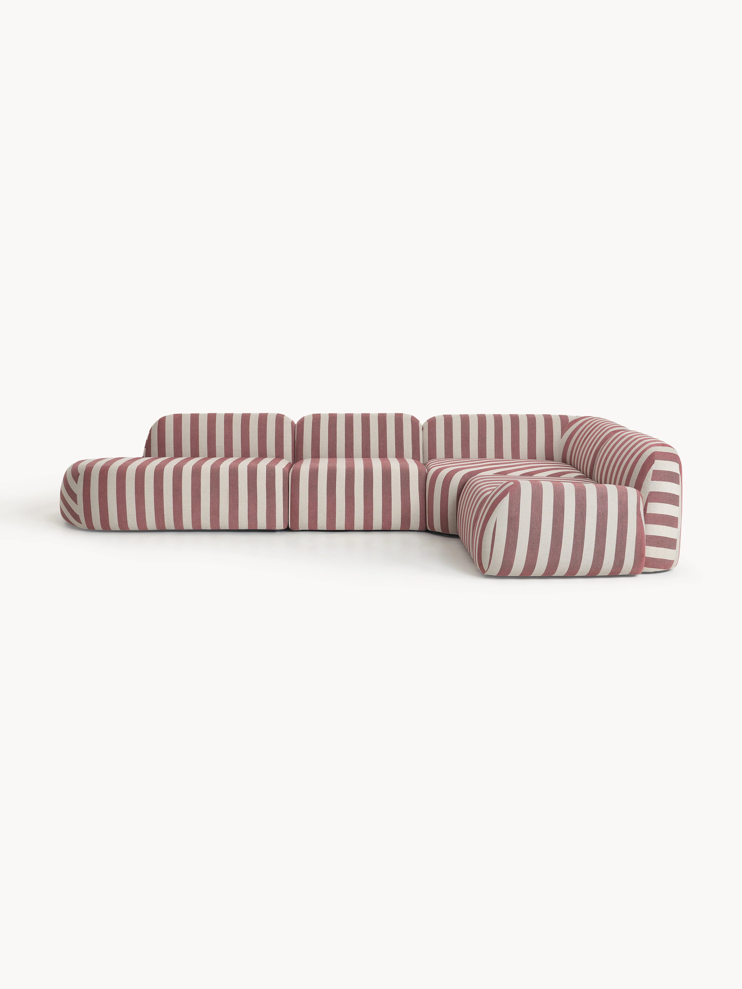 Gestreepte XL modulaire hoekbank Wolke met chaise longue
