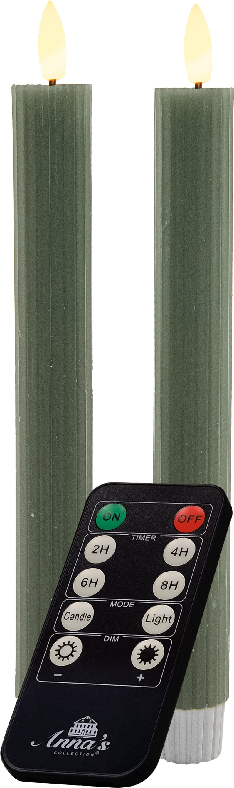 Anna's Collection LED dinerkaars Vito groen D 2 H 23 cm 2 stuks