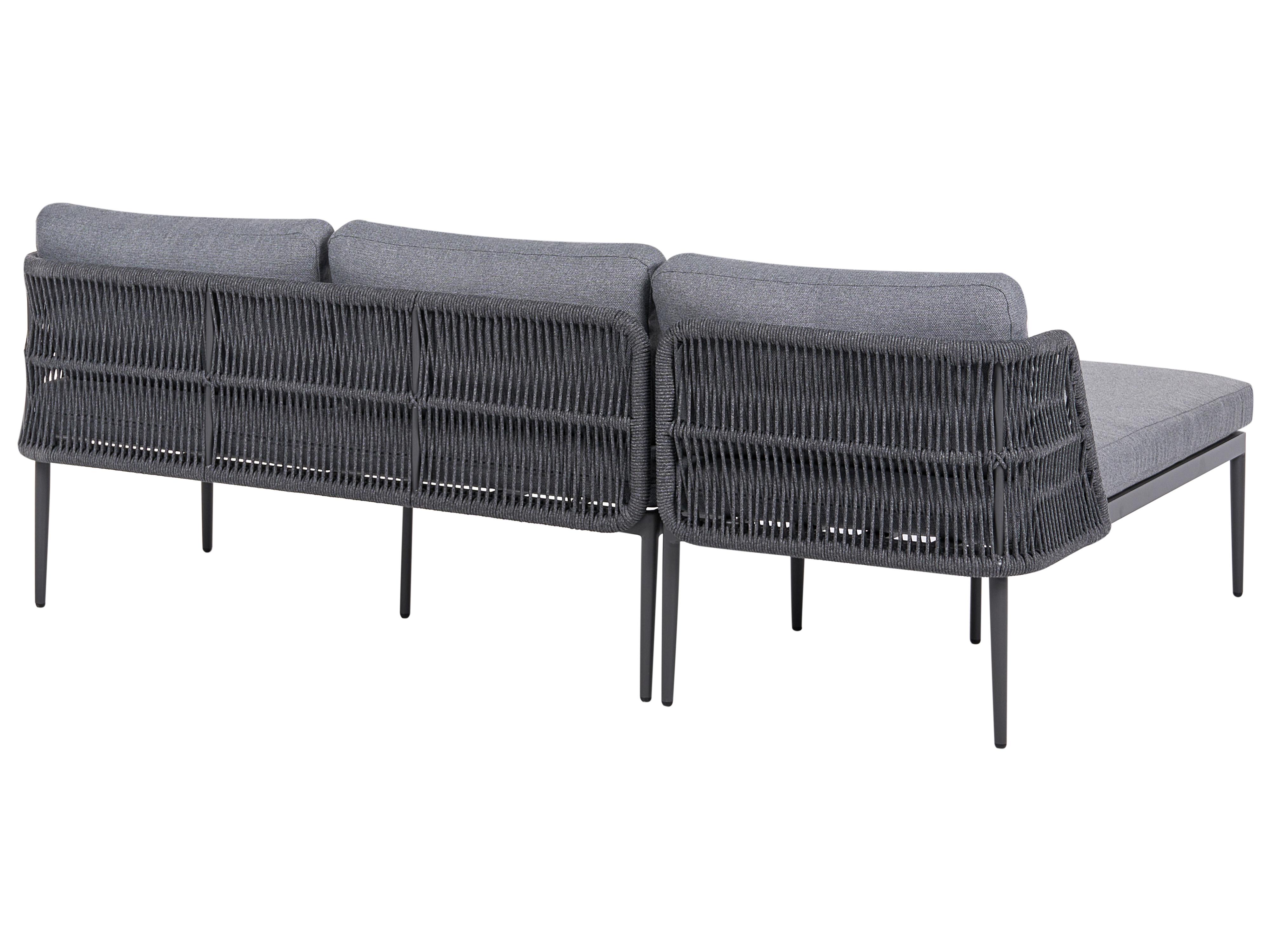 Tuin hoekloungeset met tafel 3-zits LEFFE rechtszijdig Metaal Grijs
