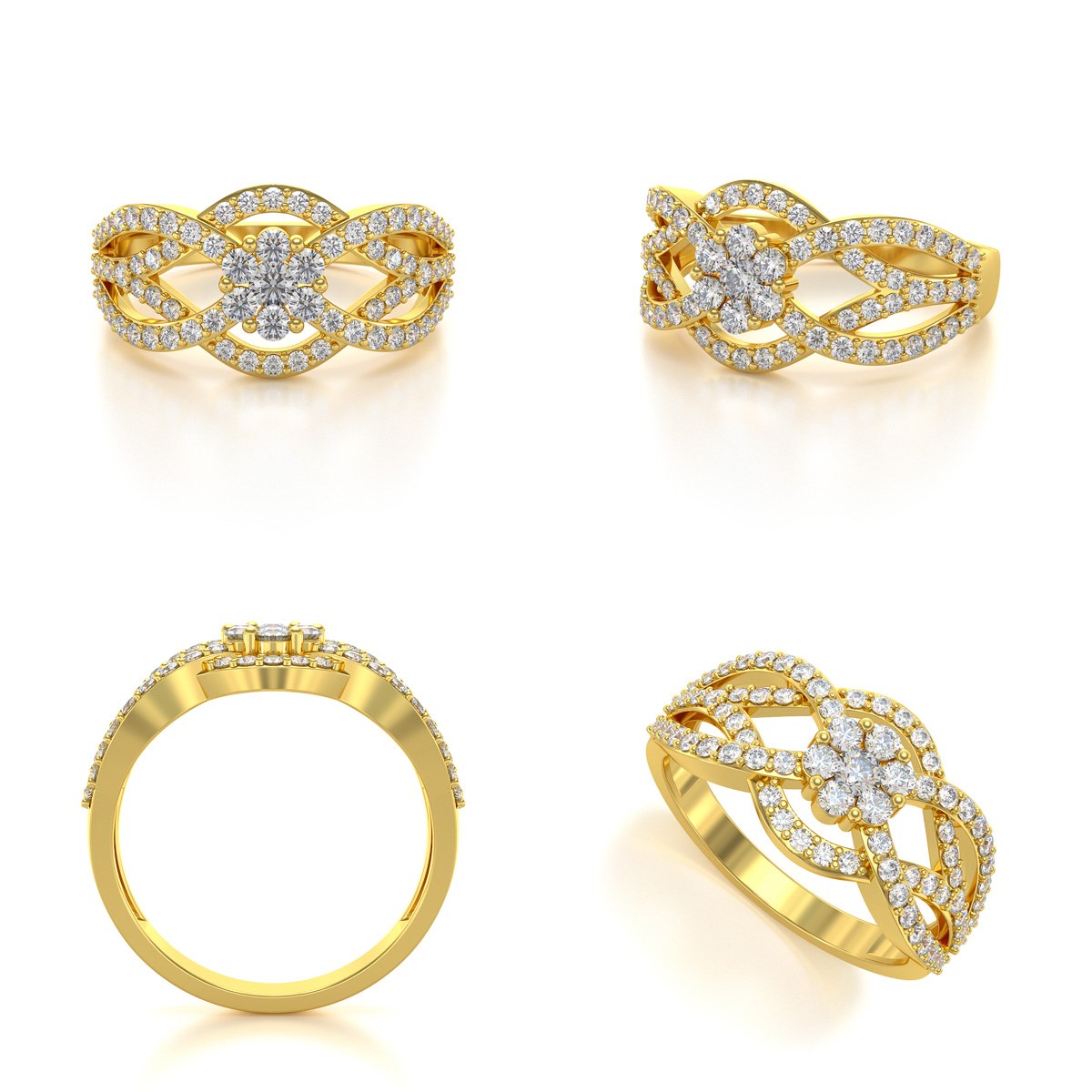 Bague ADEN Or Jaune Diamants 2.93grs