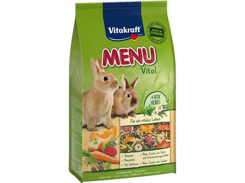 Vitakraft Hauptfutter Menu Vital 3 kg Alleinfuttermittel für Zwergkaninchen
