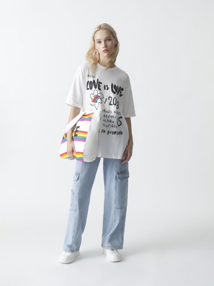 Camiseta de manga curta estampada - Branco Claro