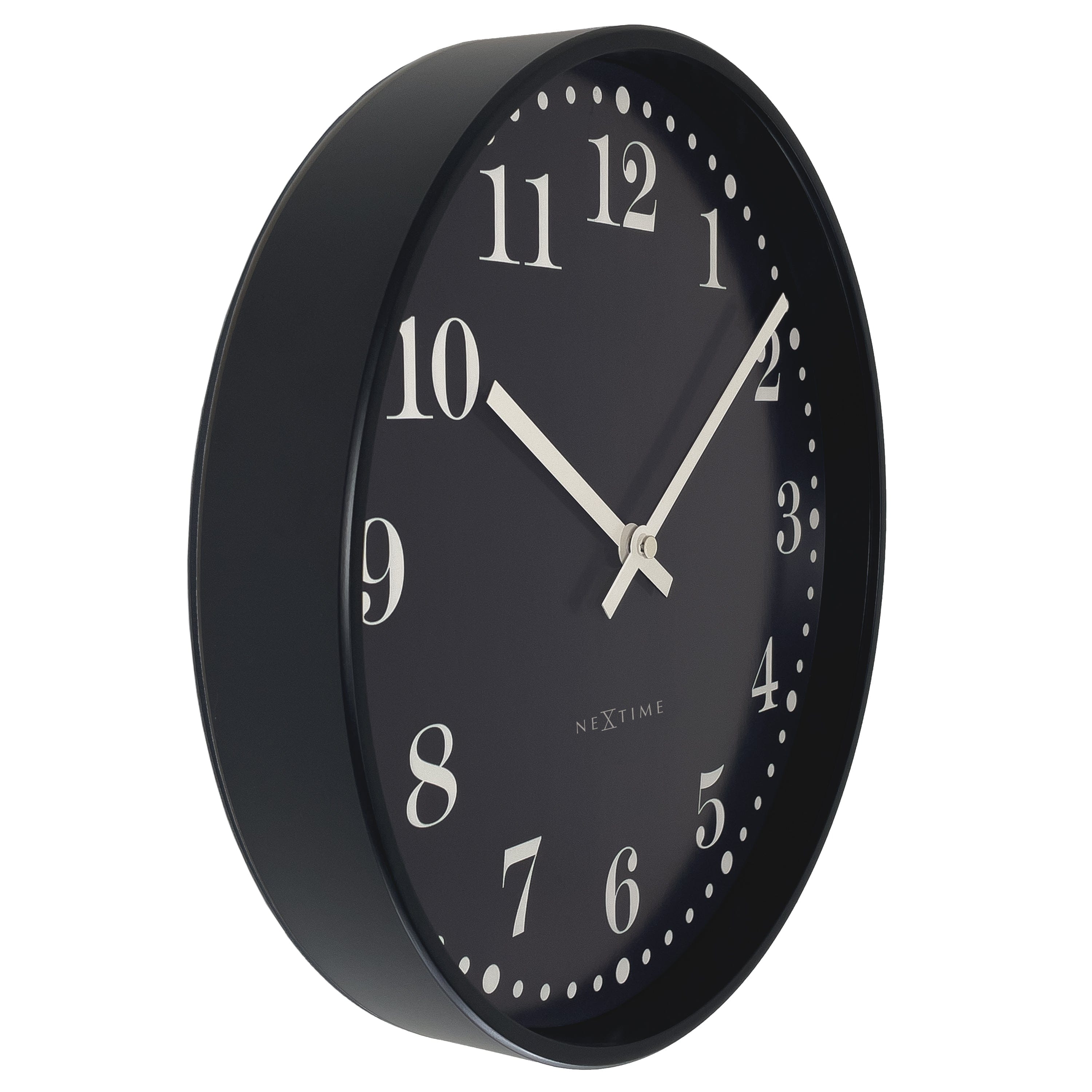 NeXtime - Wandklok 30cm - Stil - Zwart - Plastic - NeXtime 'Dickens'