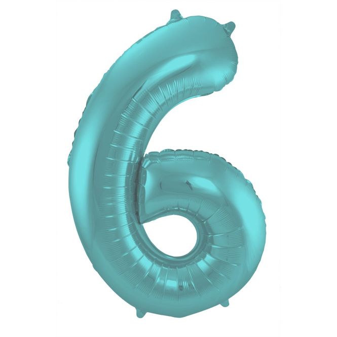 Folienballon - 6 - metall matt pastell aqua blau - ca. 86 cm lang