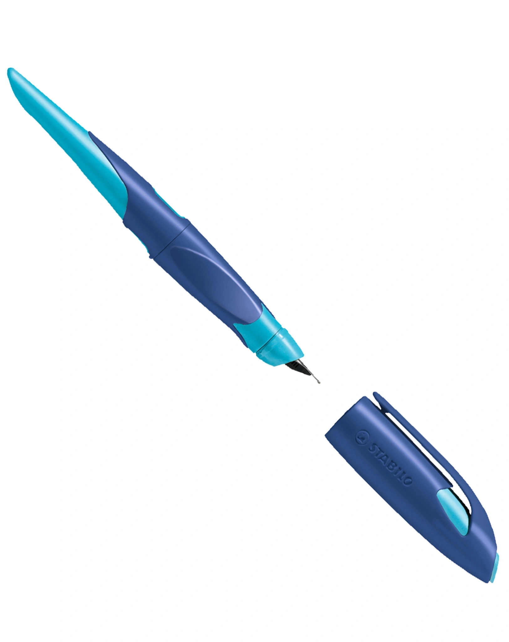 Schulfüller STABILO® EASYbirdy Feder A für Linkshänder in mitternachtsblau/azur