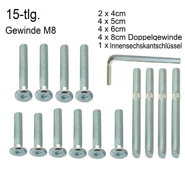 Screw Set 2 Universal Kratzbaum Schraubenset M8 - 15-tlg.