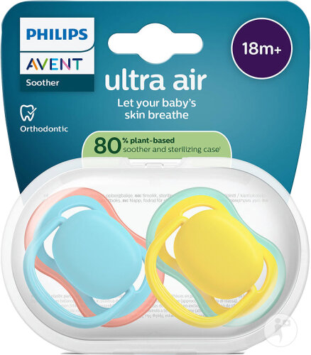 Philips Avent Sucette +18m Air Jaune/Turquoise 2 Pièces