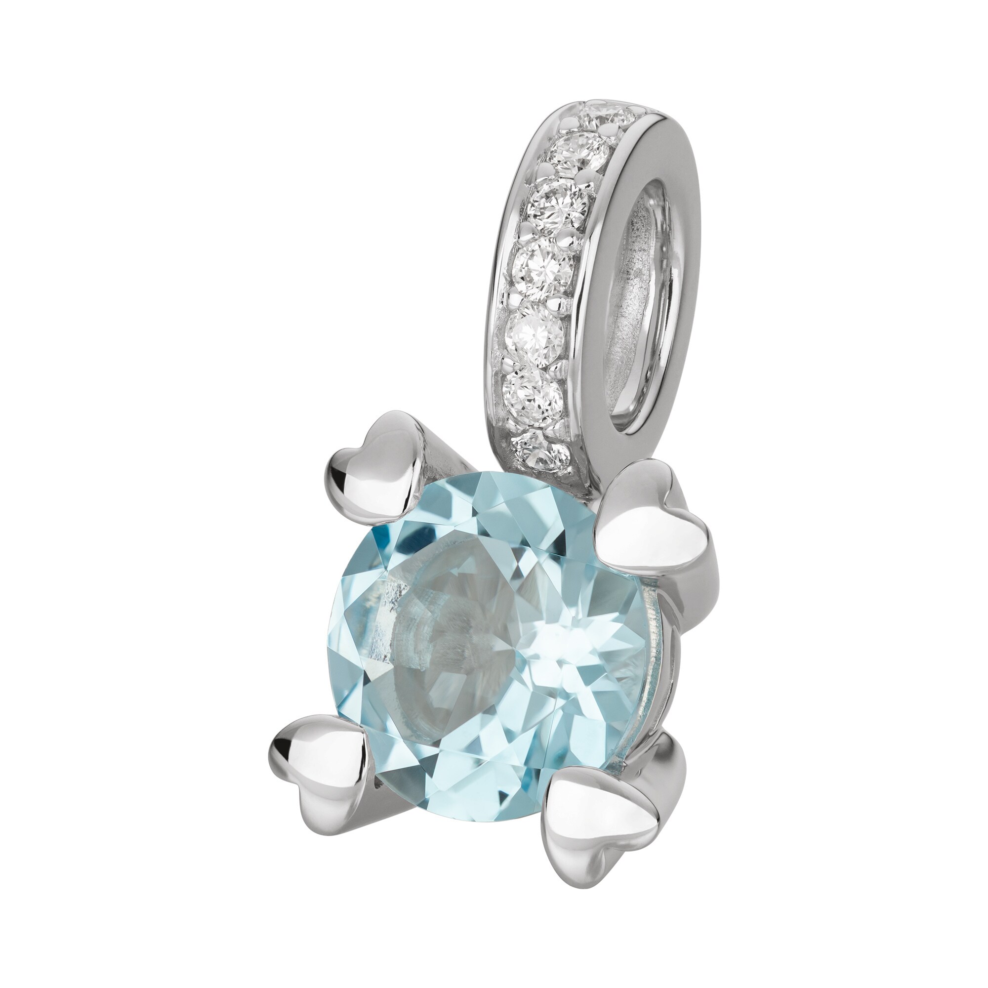 Orolino Anhänger Gold 585 mit Blautopas (beh.) und 7 Brillanten zus. 0,07ct.