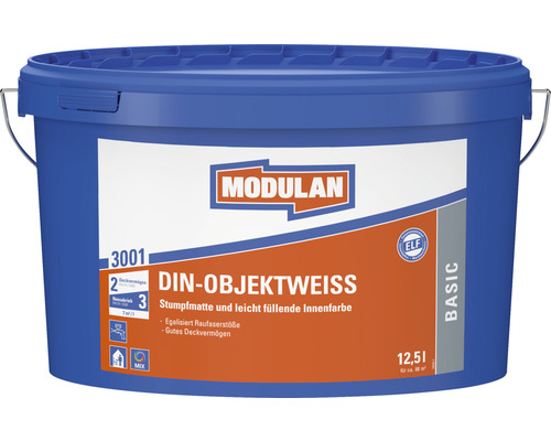 MODULAN 3001 DIN-Object Witte Muurverf, Wit, 12,5 l