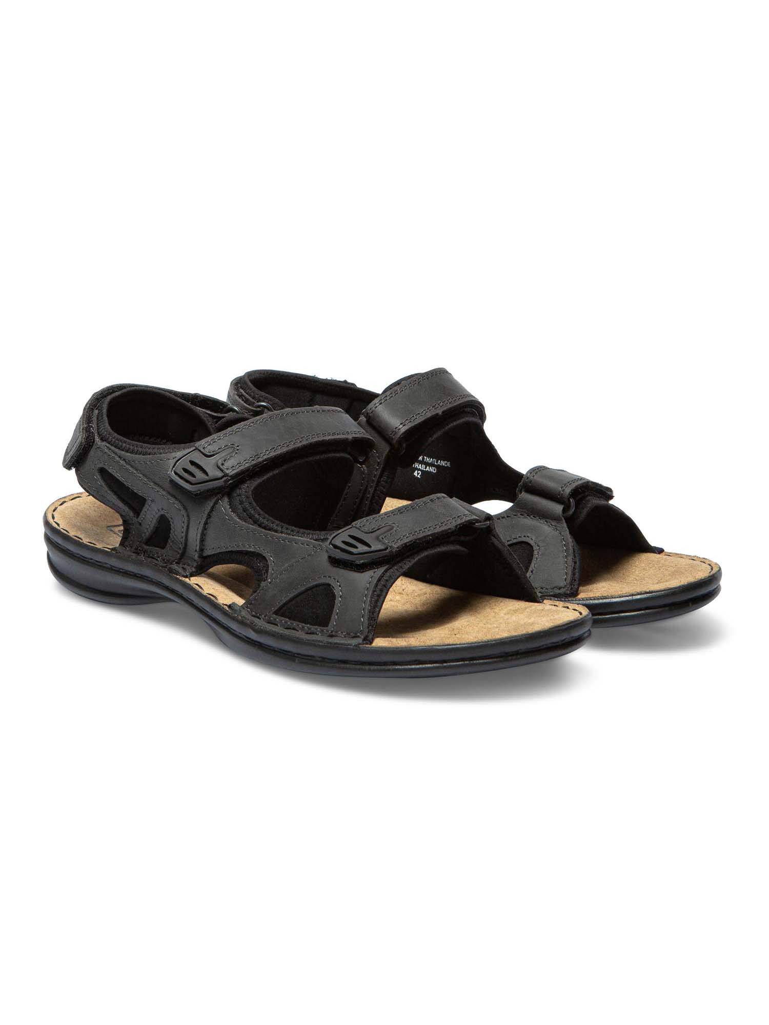 Sandales Homme Dessus Cuir Noir