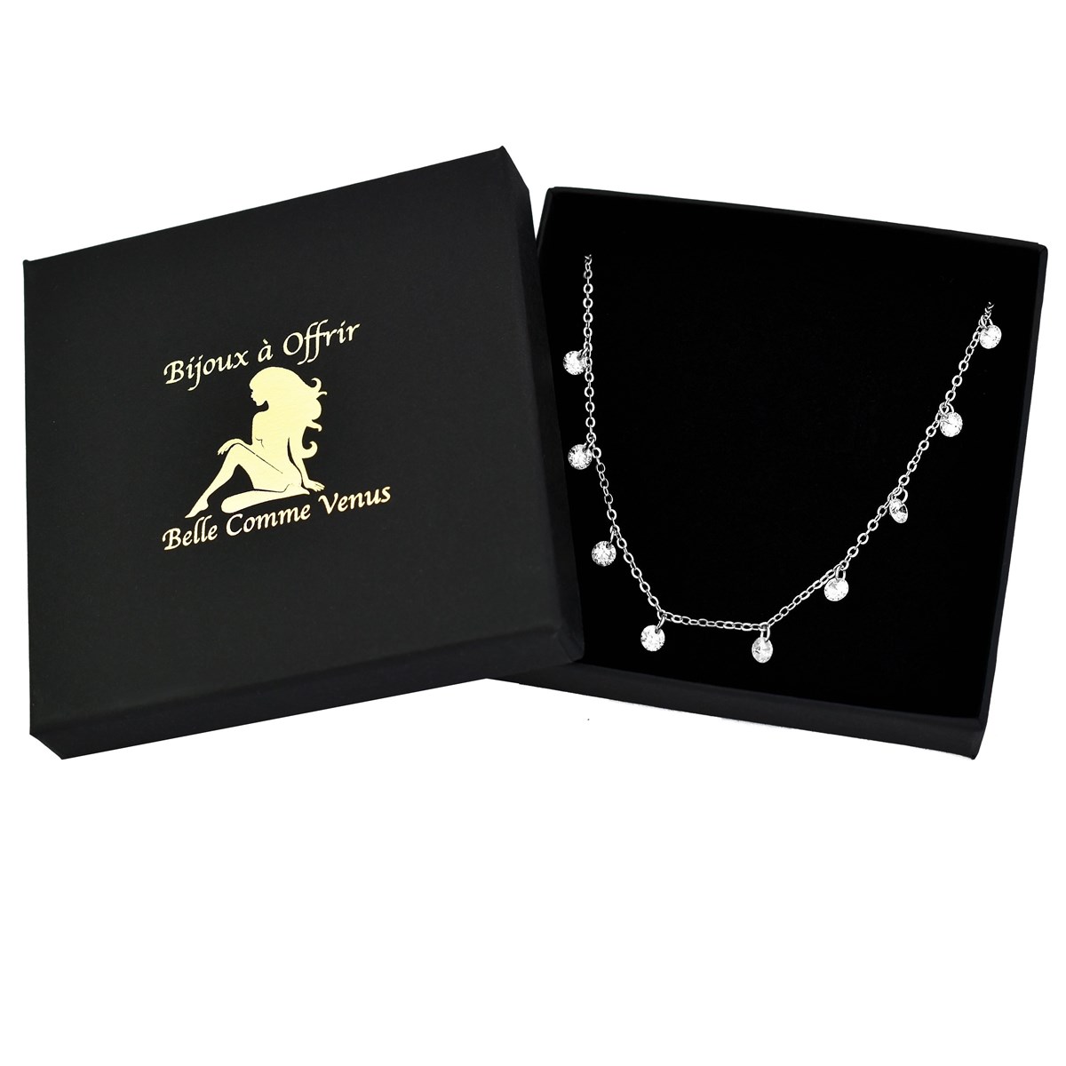 Collier pampilles oxydes de zirconium Argent 925 Rhodié