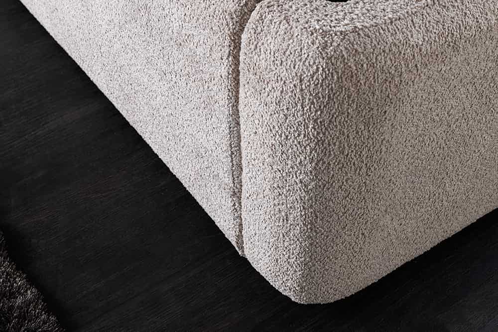 Modernes Boxbett ART DECO 180x200cm greige Bouclé mit Stauraum und Lattenrost