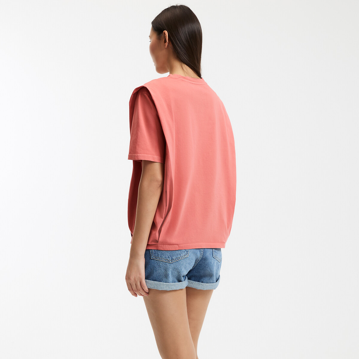 COLEÇÃO LA REDOUTE<br>Camiseta de algodão com gola redonda e mangas curtas