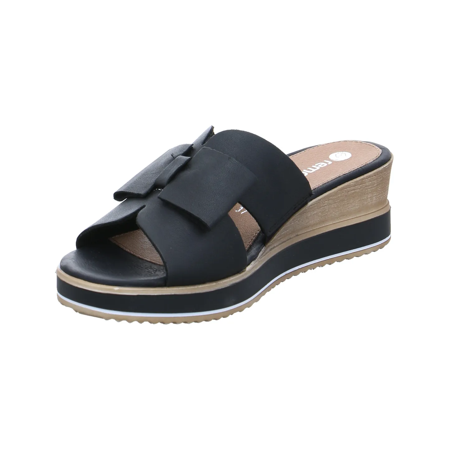 REMONTE Pantolette Schwarz Leder