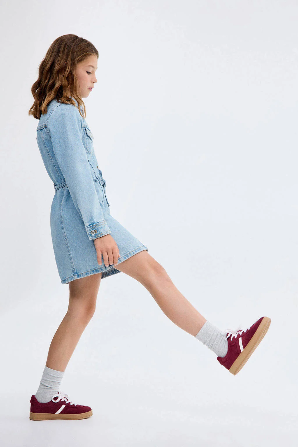 Mango Kids denim spijkerjurk light blue denim