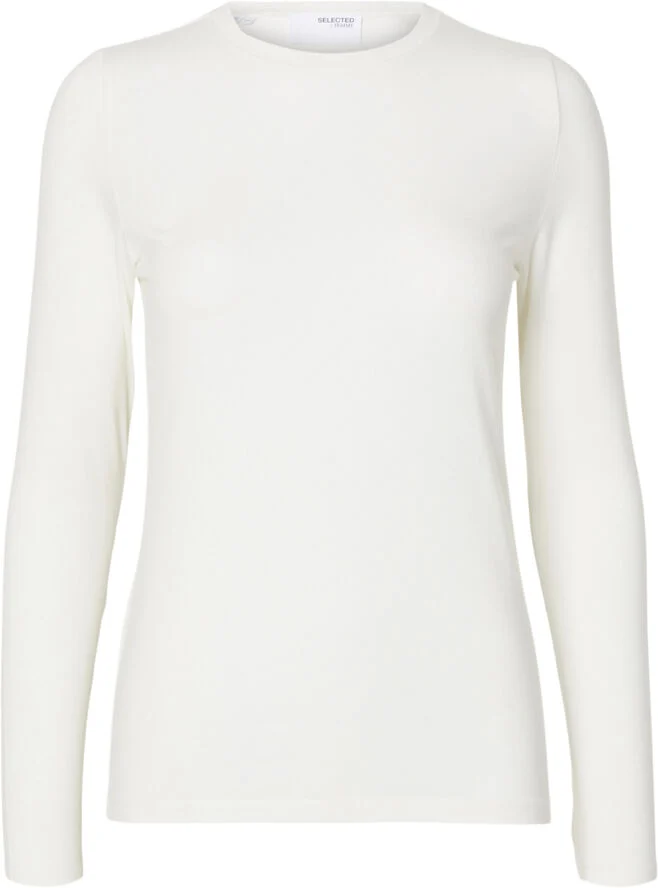 Selected Femme SLFMANJA LS O-NECK NOOS Hvid