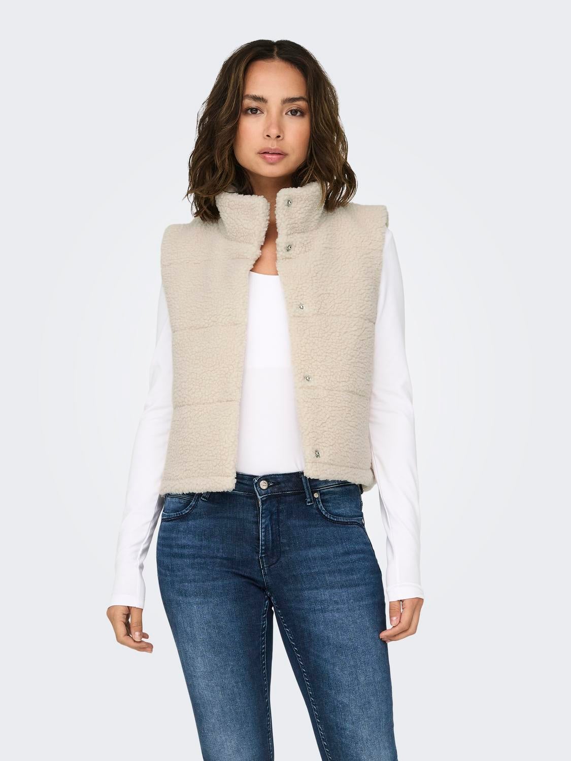 ONLSANDRA Teddyfell Weste Pumice Stone