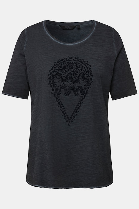 T-Shirt, Flockdruck, Classic, Rundhals, Halbarm